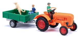 Busch 50052 - H0 - Allgaier A 111 L mit Anhänger und Fahrer